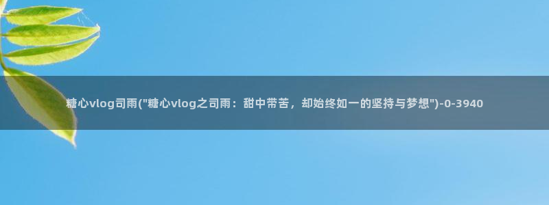 糖vlog日常：糖心vlog司雨(\
